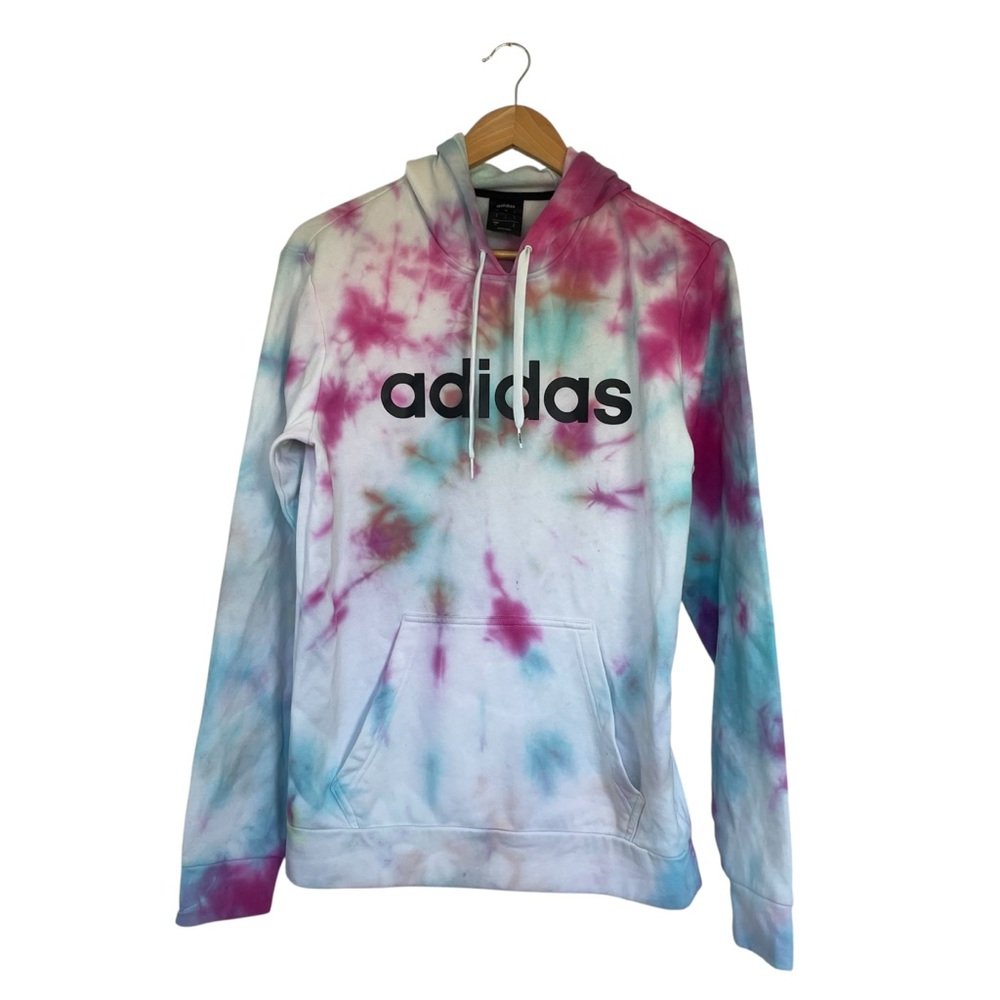 Adidas Tie-Dye Hoodie Small Pullover Sweatshirt Logo Graphic Loungewear Unisex